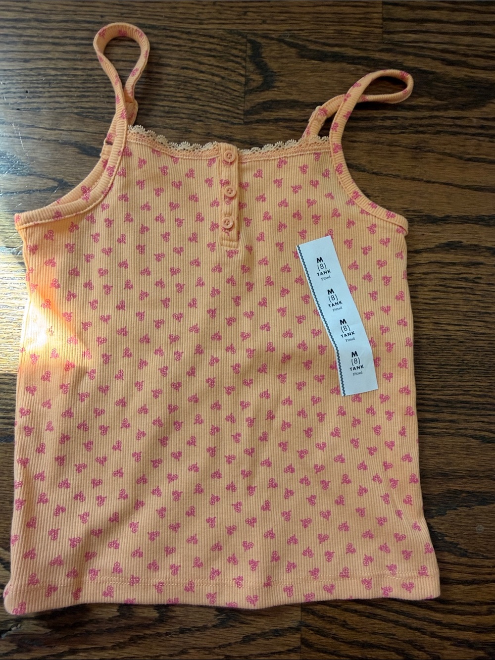 Cat & Jack Peach Tank with Pink Floral Dots